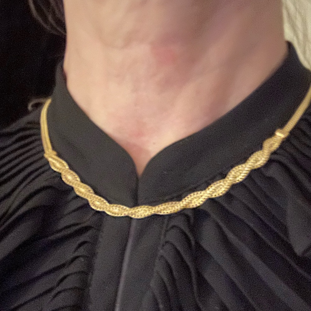 NEW SOLID 10K YG Necklace Yellow Gold Double Curb Link Braided Design Chain 10k - Picture 12 of 15